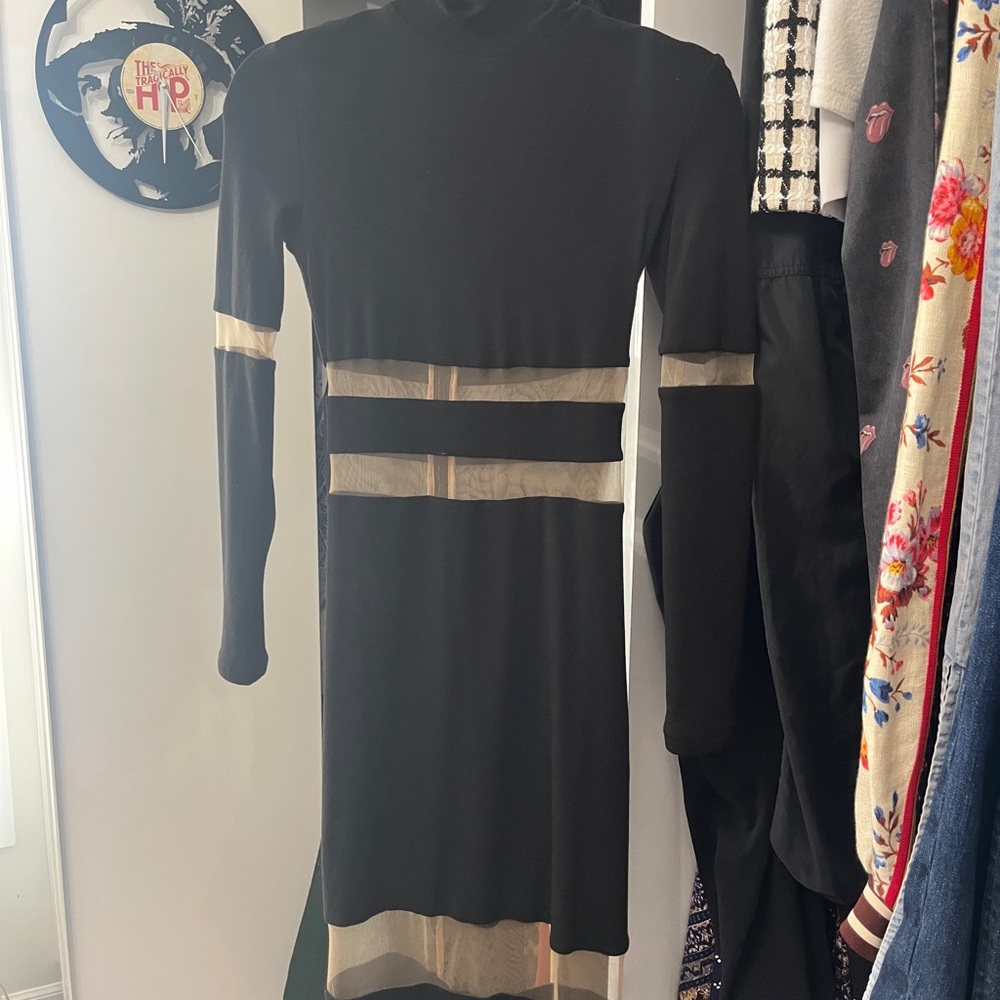 JLUXLABEL Sheer Panel Bodycon Dress